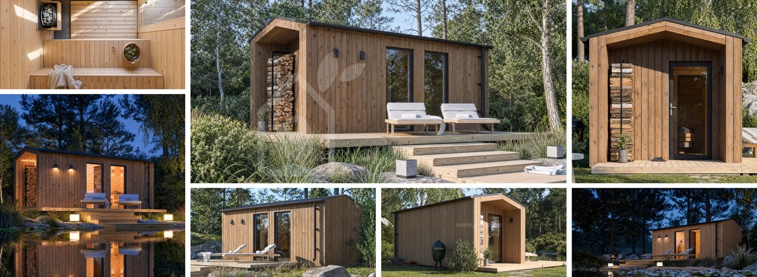 Bastustuga SERENE 3 med omklädningsrum & veranda (Thermowood) – 5,3×2,5 m, 10,65 m² visualization 1