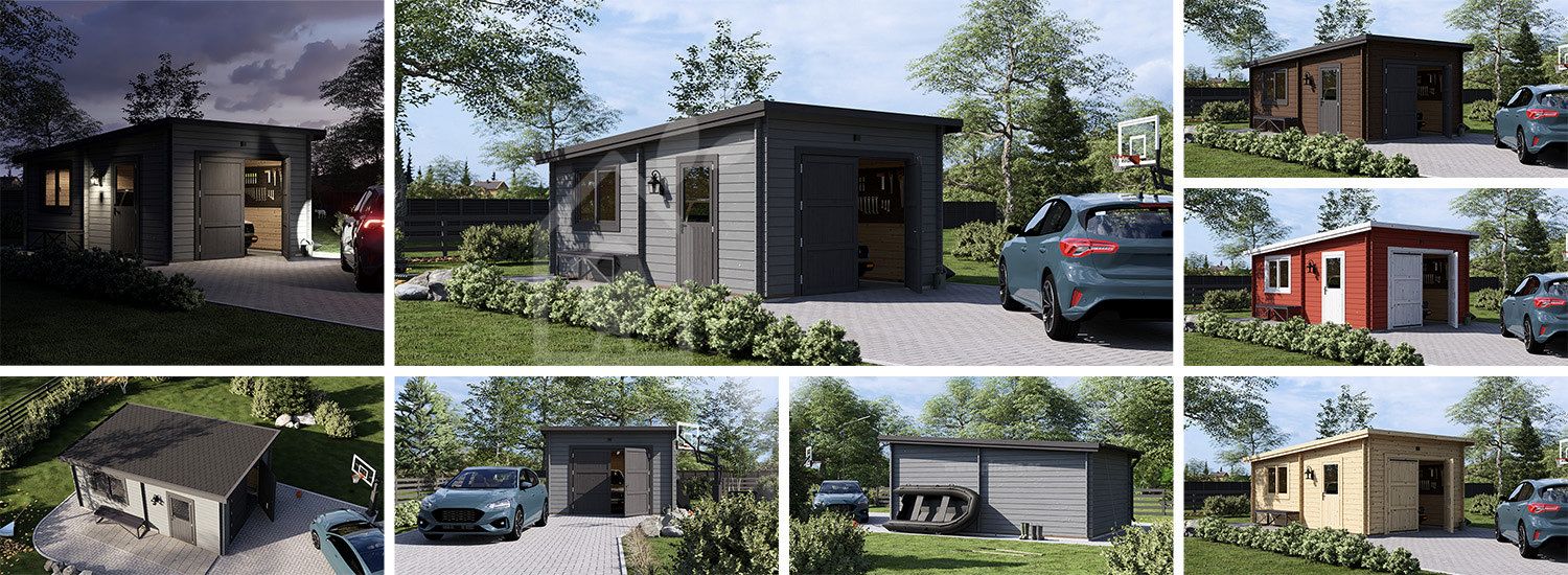 Enkelgarage MODERN (44 mm), 4x6 m, 24 m² visualization 1