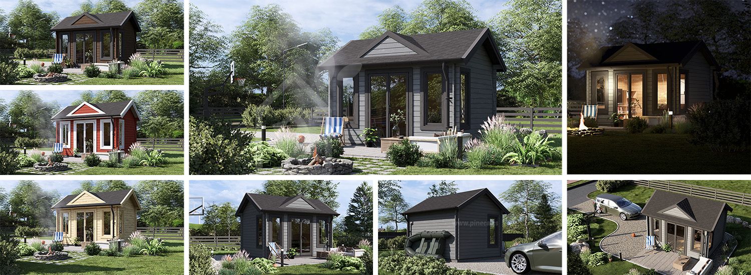 Friggebod CLOCKHOUSE (34 mm), 4x3 m, 12 m² visualization 1