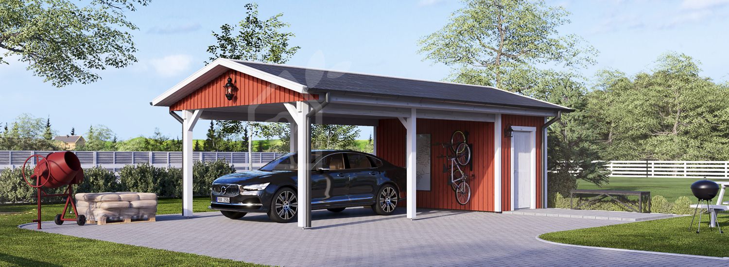 Carport byggsats LORA C, 4x6 m, 24 m² visualization 1