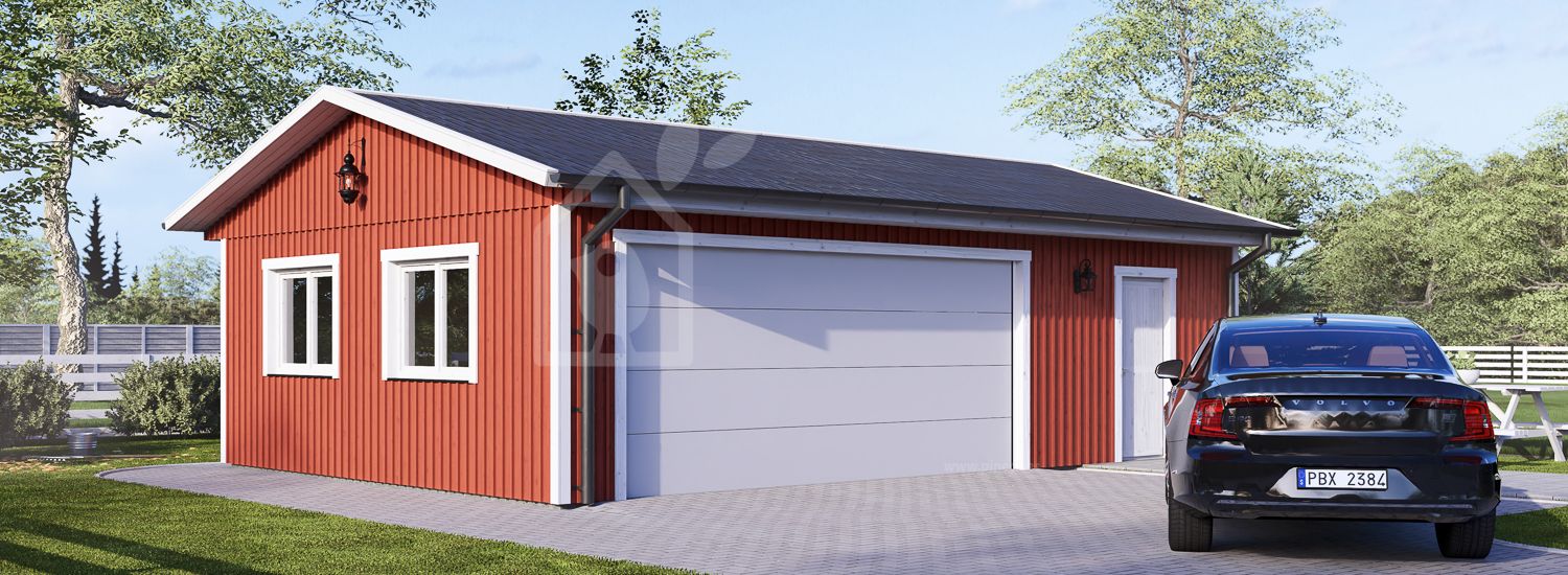 Garage byggsats - dubbelgarage LORA ALT DUO (med bred port), 9x6 m, 51 m² visualization 1