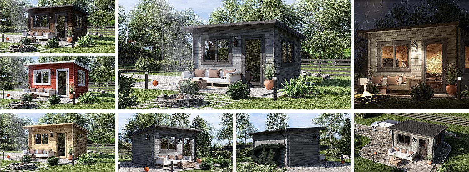 Friggebod med pulpettak DREUX (34 mm), 4x3 m, 12 m² visualization 1