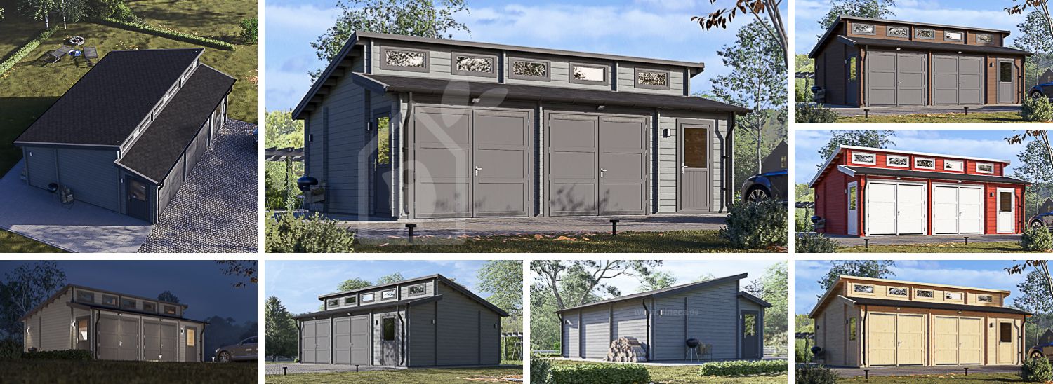Dubbelgarage TWIN DUO (44 mm), 8x6 m, 48 m² visualization 1