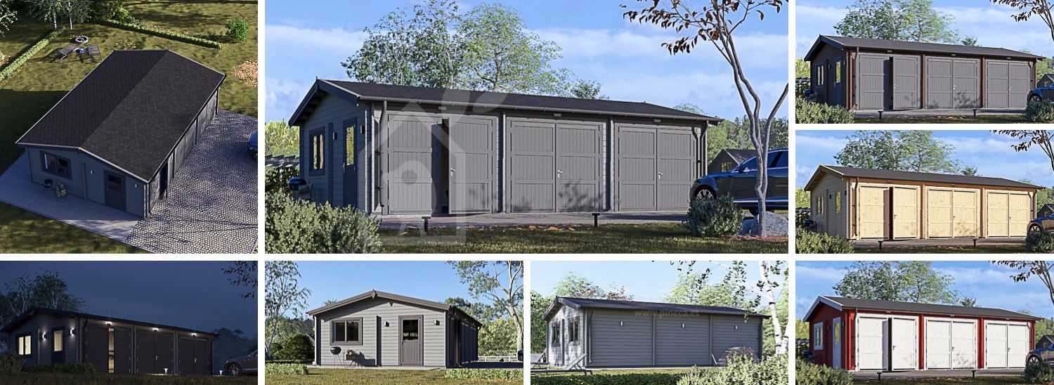 Trippelgarage TRIO (44 mm), 9x6 m, 54 m² visualization 1