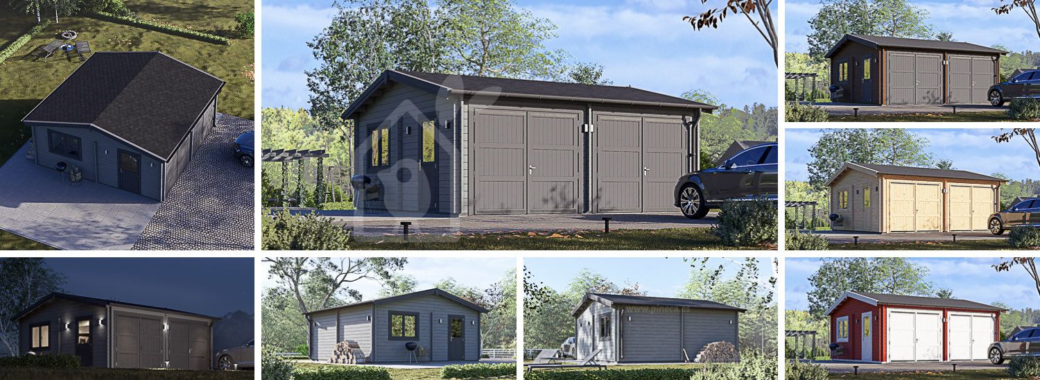 Dubbelgarage ALTERNATIVE (44 mm), 6x6 m, 36 m² visualization 1