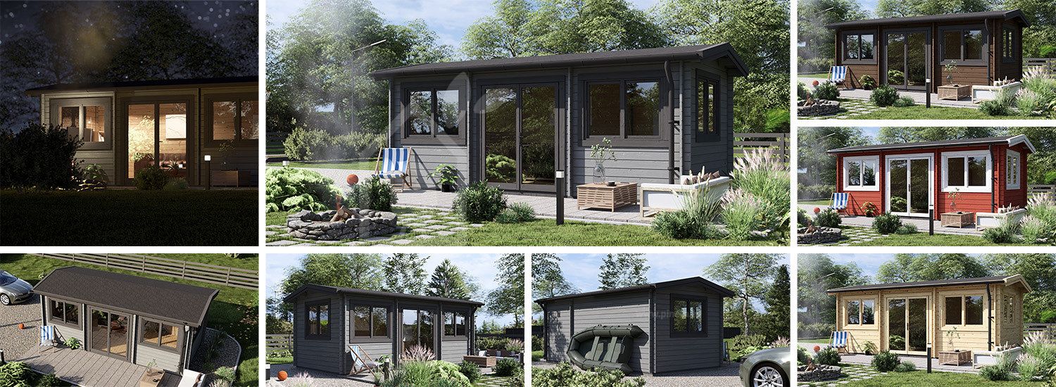 Friggebod OAK (34 mm), 6x3 m, 16 m² visualization 1