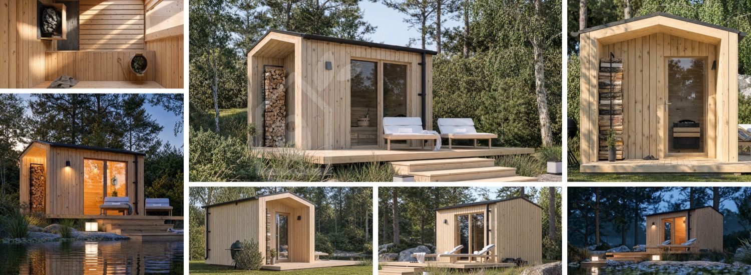 Bastustuga SERENE 1 med veranda (naturlig tall) – 3,3×2,5 m, 6,25 m² visualization 1